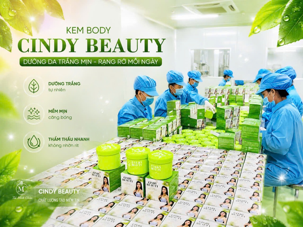 Nhiều sản phẩm Kem Body Cindy Beauty trên dây chuyền đóng gói